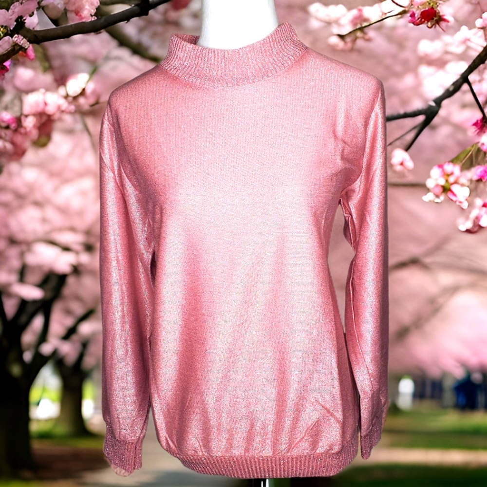 Lady Blair Vintage Pink & Metallic Silver Retro Top